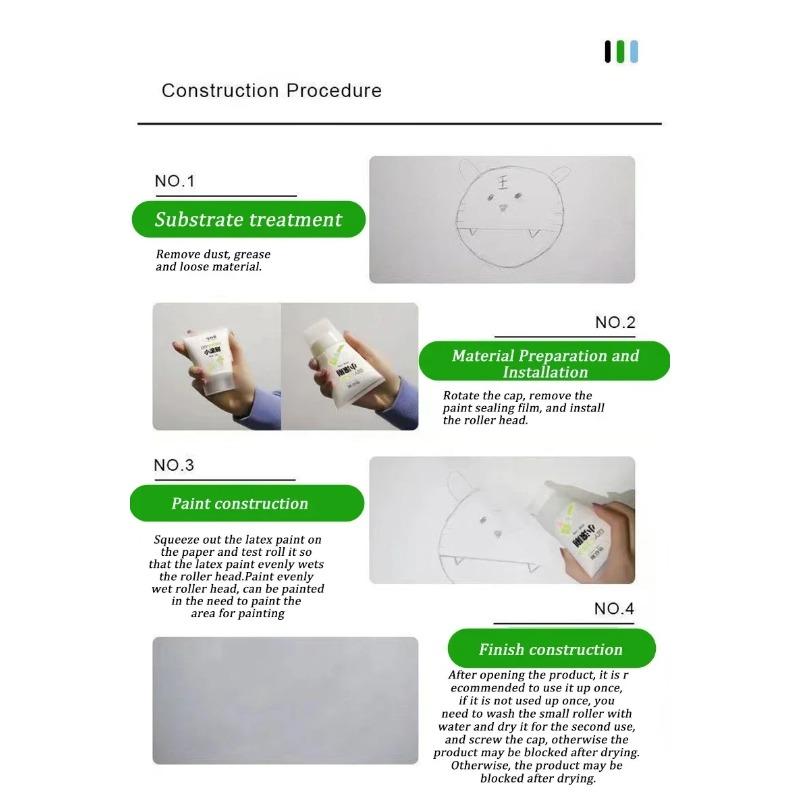 100g White Pink Wall Small Roller Brush Paint Interior Wall Repair Household Wall Graffiti Repair Environmental Protection Paint