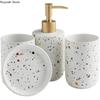 European Bathroom Decoration Set, Terrazzo Ceramic, Emulsion Bottle, Gargle Cup, Soap Dish, Art Supplies