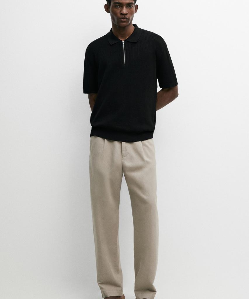 Masimodutti Zipper Polo Neck Knit Sweater
