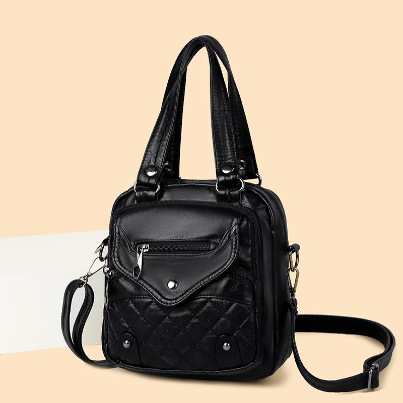 Modische und Retro Handtasche mit großem Fassungsvermögen Leichte Einzel-Schultertasche Damen Umhänge-Rucksack