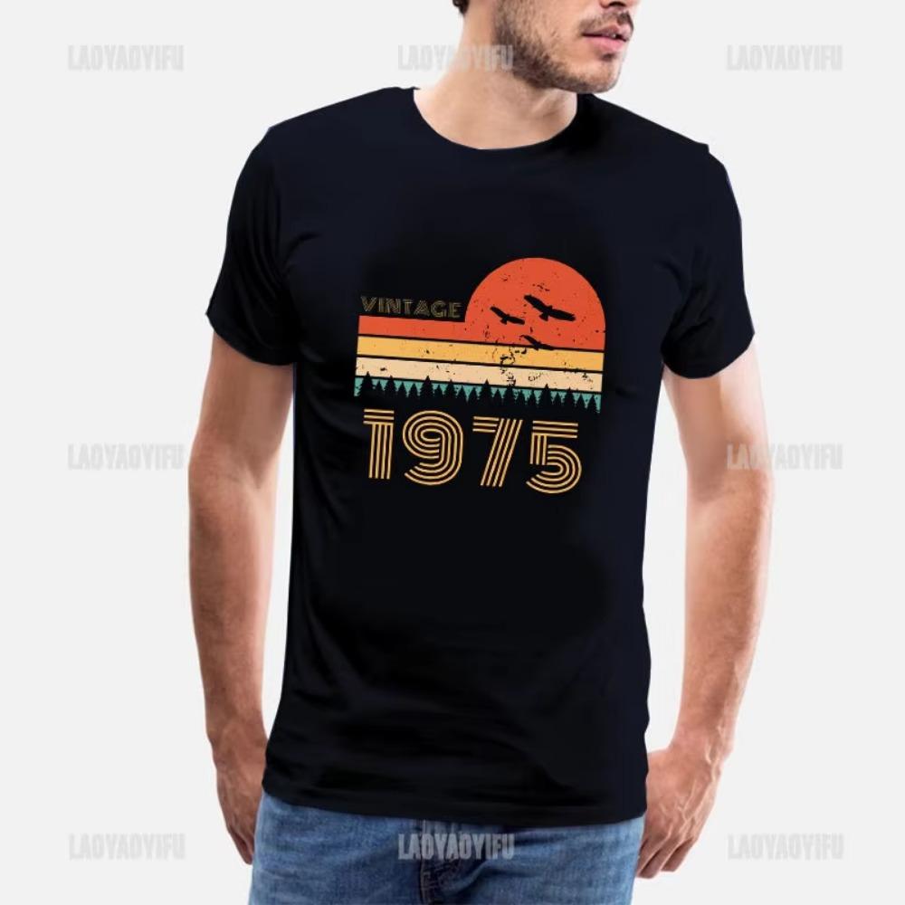 Vintage 1975 Limited Edition Men T Shirts Retro Classic Art Print Tees Short Sleeve O Neck Harajuku Streetwear Birthday Gifts
