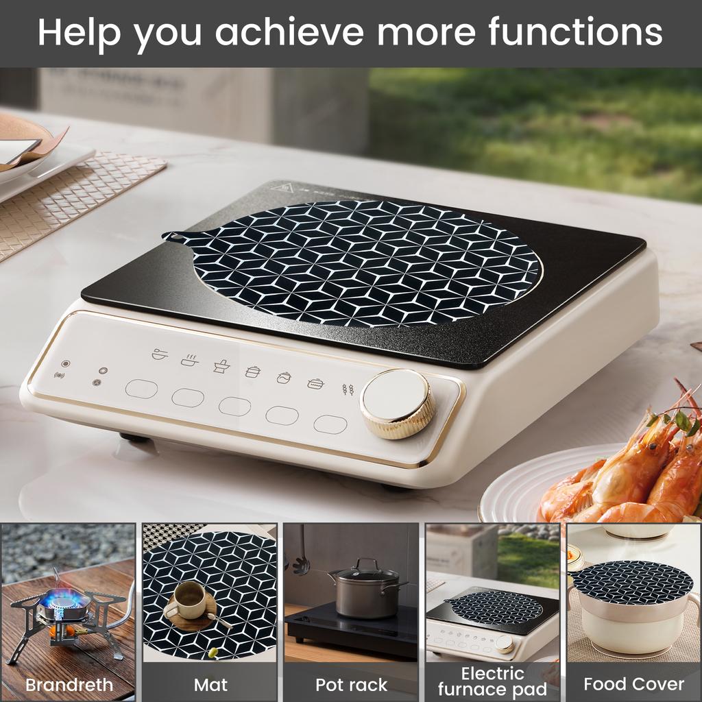 2/6 Pcs Induction Cooktop Mat Non-stick Induction Cooktop Protector Pad Heat Resistant Placemat for Home and Kitchen Accessories