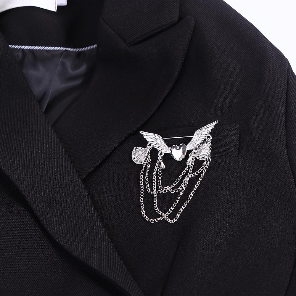 Style Chain Long Tassel Lapel Pin Angle Wing Fashion Accessories Brooches Jewelry Brooch Pins