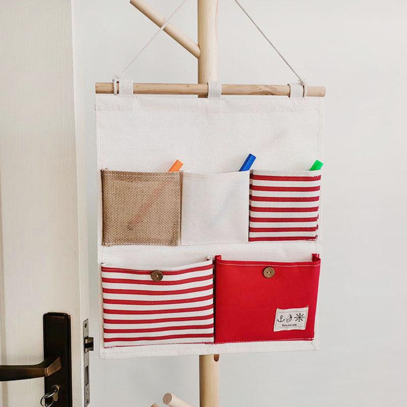 Multi-layer Fabric Hanging Storage Bag for Dormitory and Wardrobe Door, Wall-Mounted Phone Organizer