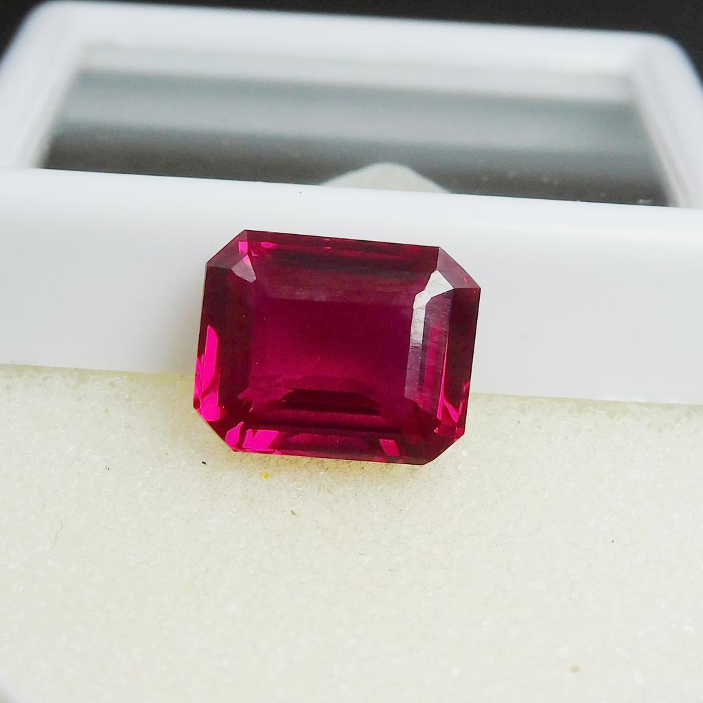 CERTIFIED Natural 9.85 Ct Red Ruby Emerald Cut Loose Gemstone Ring Size M-39-Ra