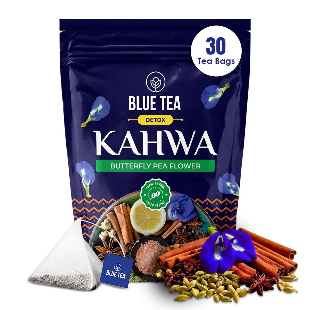 BLUE TEA - Detox Kahwa Butterfly Pea - 30 Tea Bags - Plant Based || DETOX BLEND || Caffeine Free - Improves Immunity - No-Additives - All Natural