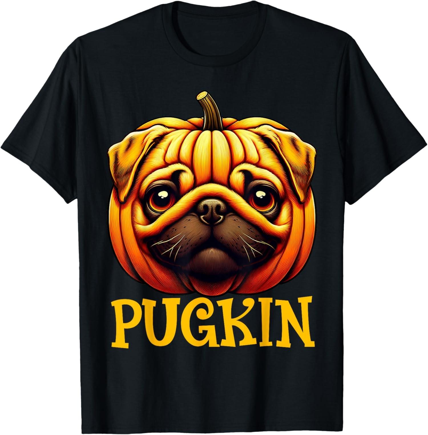 Funny Pugkin Pumpkin Halloween Thanksgiving Outfit Unisex T-Shirt S разноцветный