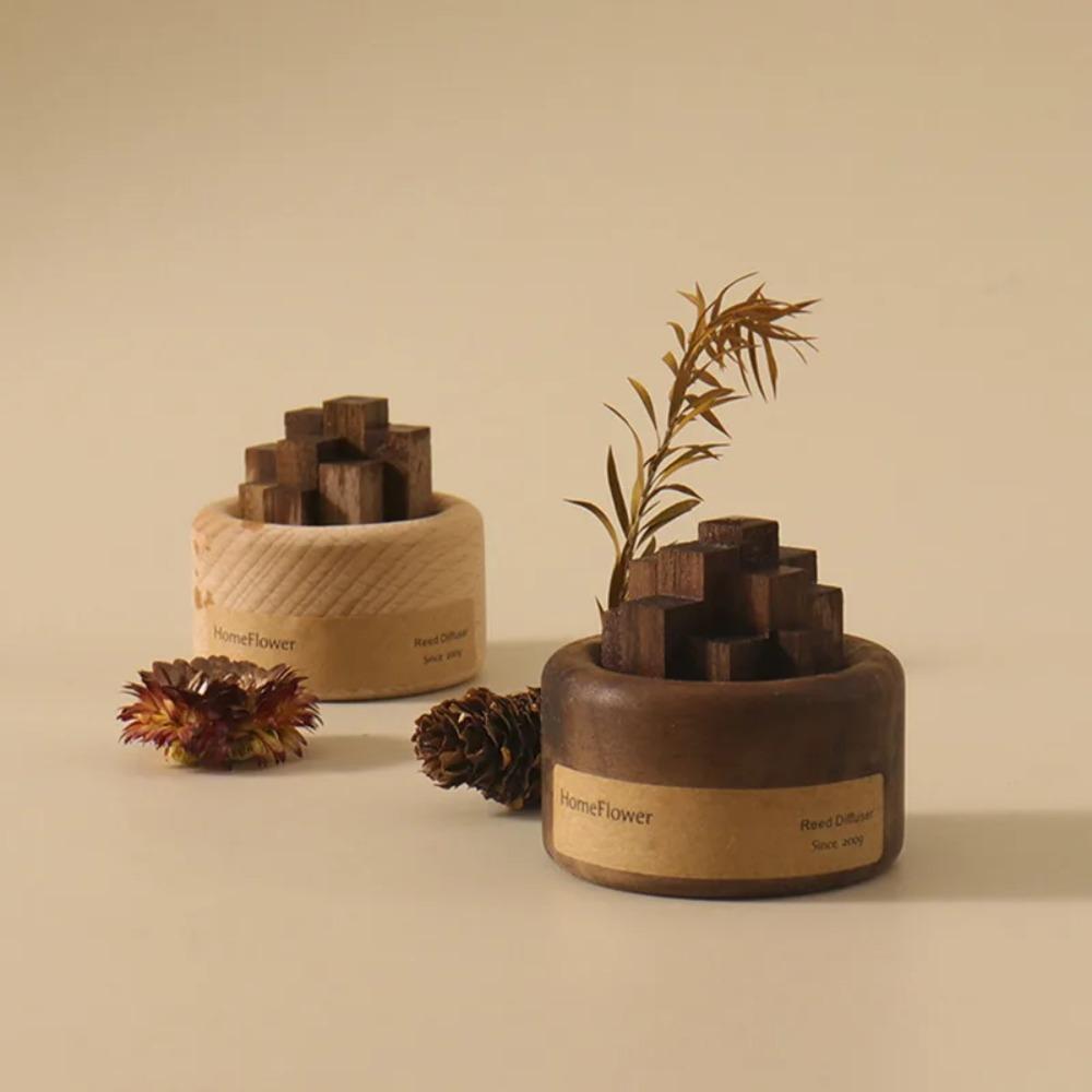 Eco-Friendly Wood Art Fireless Aromatherapy Round Wooden Aromatherapy  Home Decoration