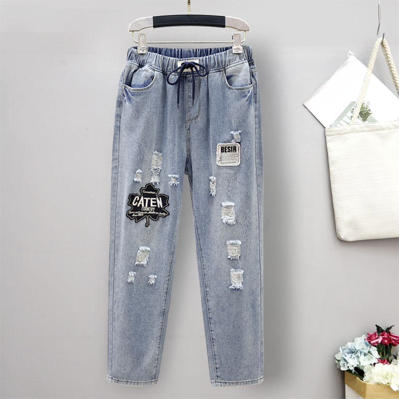 MOJTA Women Spring Autumn Plus Size Casual Loose Pants Hight Waist Harem Jeans