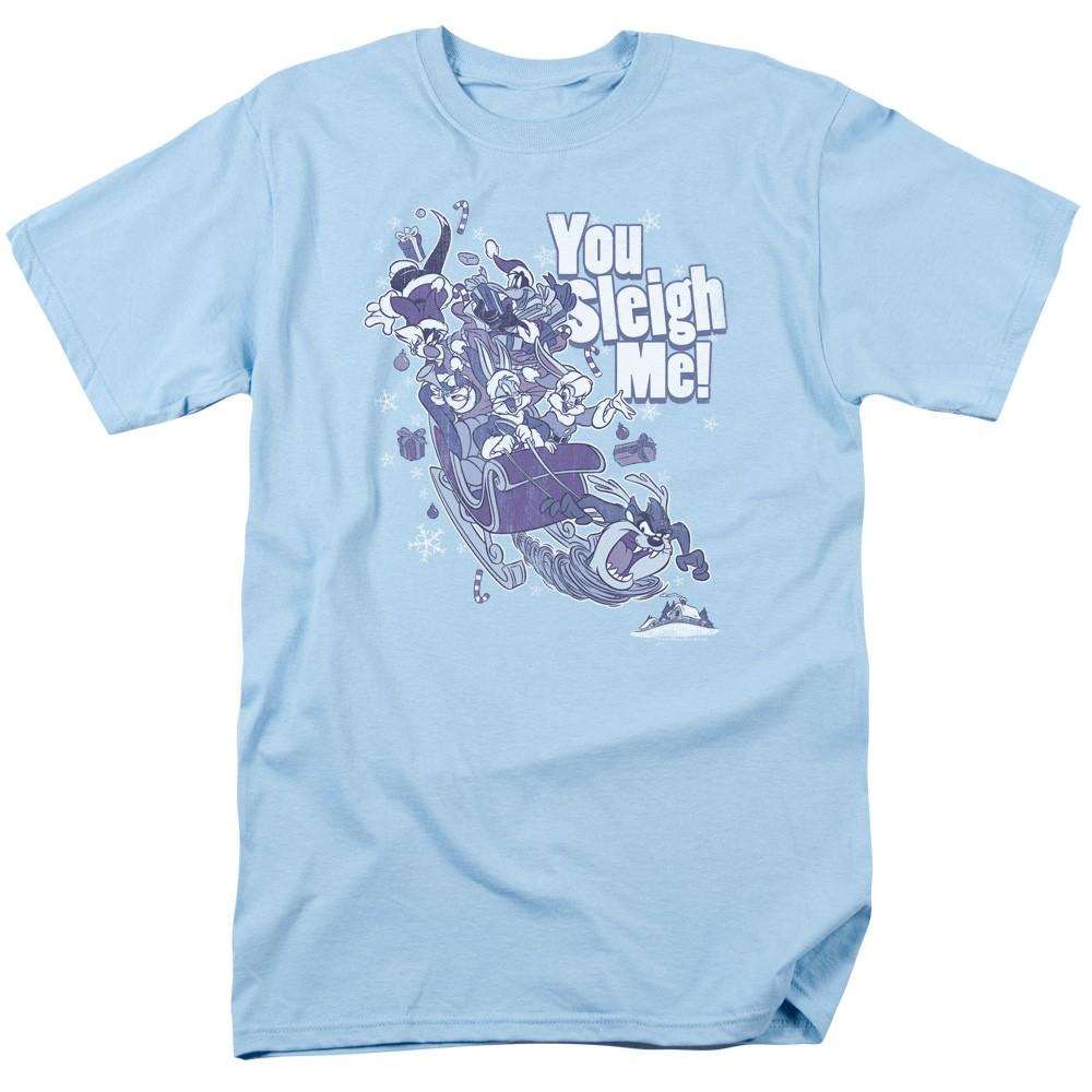Looney Tunes - You Sleigh Me - Adult Unisex Short Sleeve T-Shirt - Blue 4XL