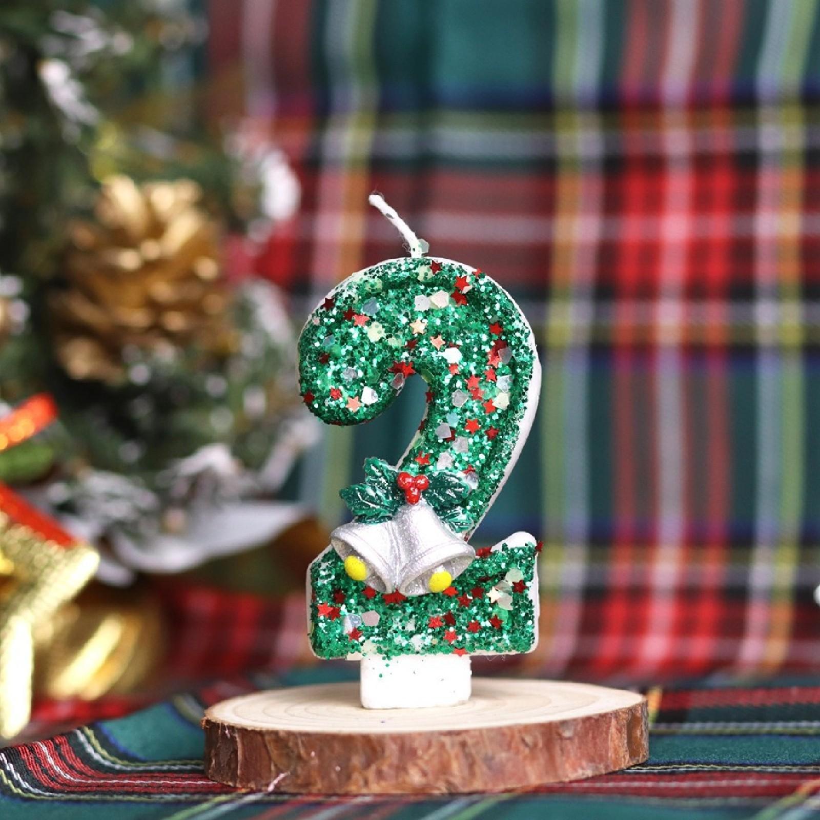 

Рождественский номер День рождения Свеча Вечеринка Торт Украшение Подарок на день рождения Санта-Клаус One Size