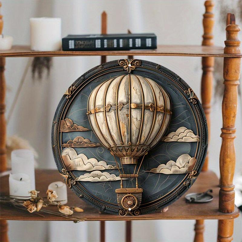 Wood Hot Air Balloon Wooden Sign, for Church Front Door Wall Hanging Decor Ideal, Home, Room, Farmhouse, Street, Shop, Garage, Bar, Garden, and Coffee