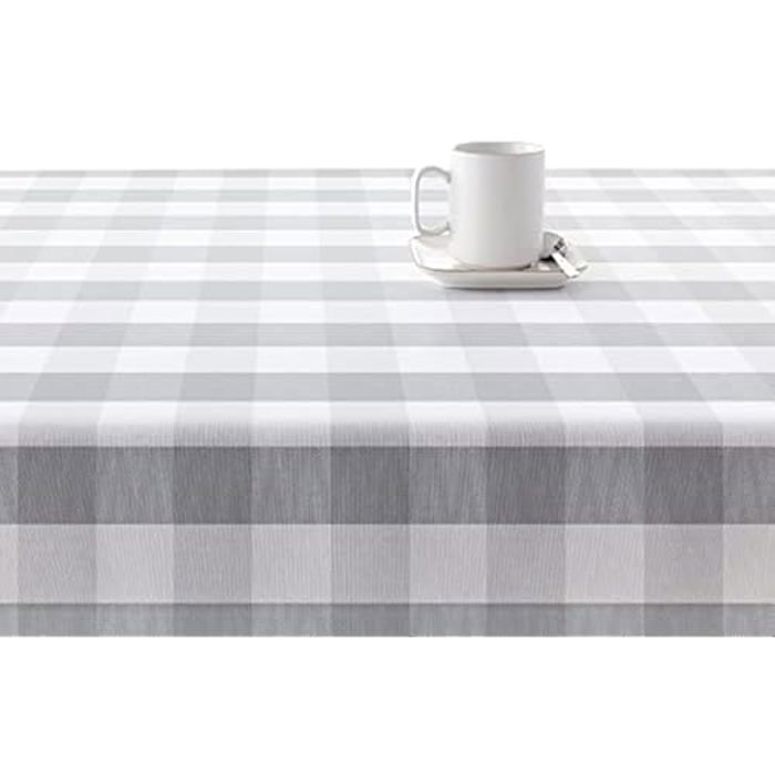 Nappe - BL BELUM - 0120-100 - Anti-taches - 250 x 140 cm - Carreaux Vichy gris