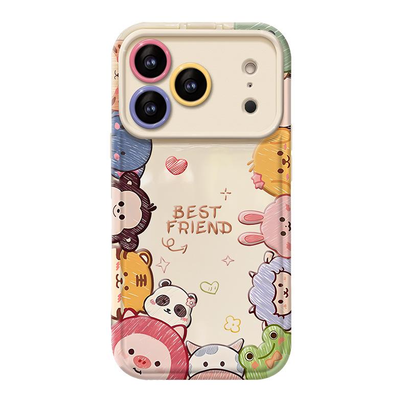 Cute cartoon animal bracelet suitable for Apple 15 mobile phone case iphone17 series 16promax silicone anti-drop