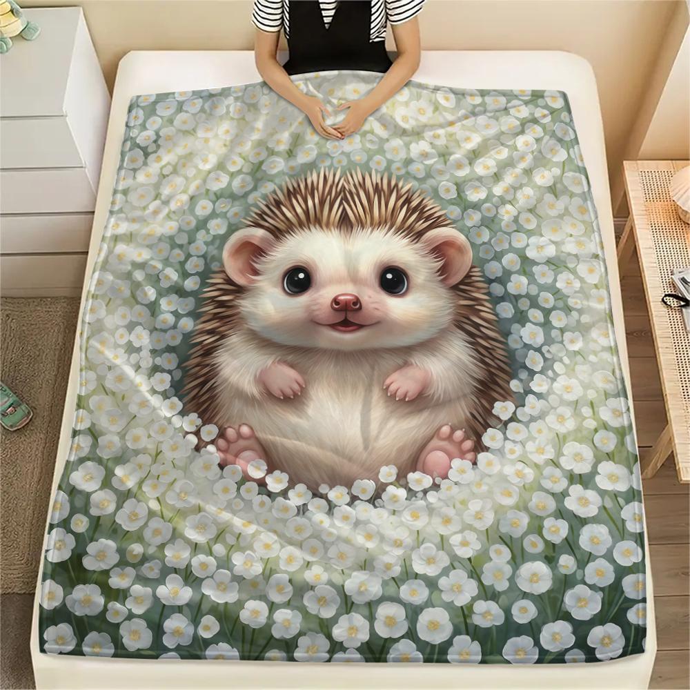 1 Adet Karikatür Baskılı Flanel Battaniye, Yüksek Kalite, Her Mevsim İçin Rahat, Ev Dekorasyonu, Sıcaklık ve Konfor, Noel Doğum Günü Hediyesi İçin Mükemmel