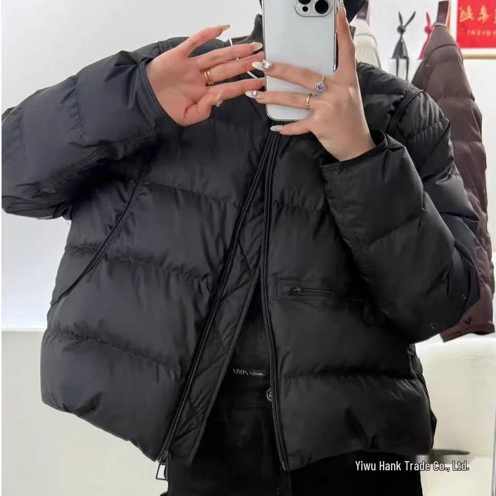 2025 Women's Korean Style Lightweight Short Down Jacket - Trendy Round Neck Petite Fashion