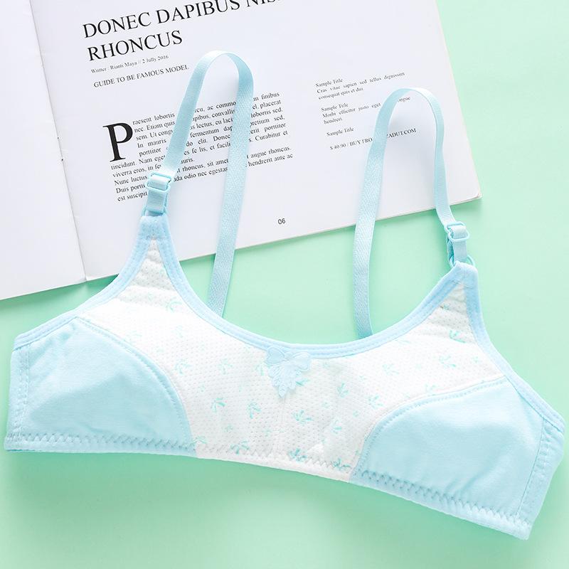 Dětské dívčí bavlněné spodní prádlo, tréninková podprsenka pro dospívající, bez kostic a s tenkou výplní, se 2 nastavitelnými háčky