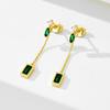 Fashion Jewelry Earrings 925 Sterling Silver Emerald Zircon Tassel Long Chain Gold Plated Stud Earrings Jewelry for Women