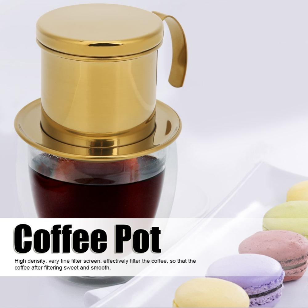 Portable Vietnamese Coffee Filter Gloss Gold Coffee Filter Drip Pot Coffee Drip Pot Home Use