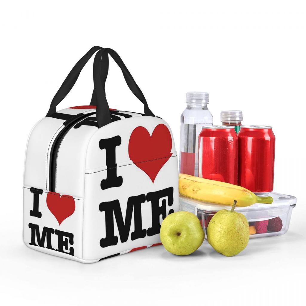 I Love Me Insulated Lunch Bag for Women Children Portable Food Boxes Thermal Lunch Box Tote
