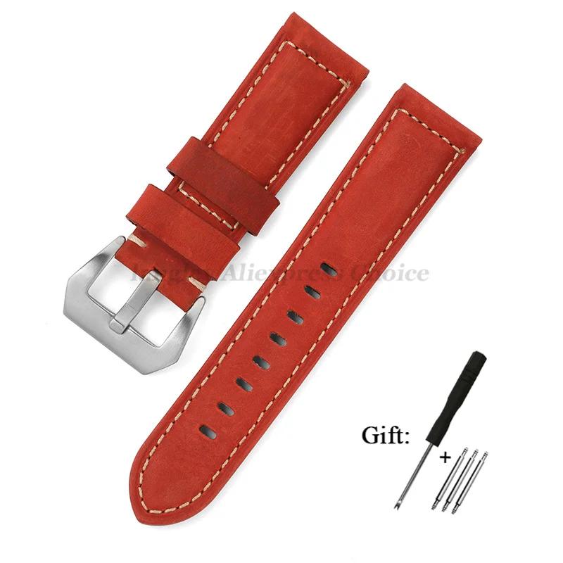 Genuine Leather Watch Band for Panerai High Quality Cowhide Crazy Horse Strap Men Sport Bracelet Watchband 20mm 22mm 24mm 26mm