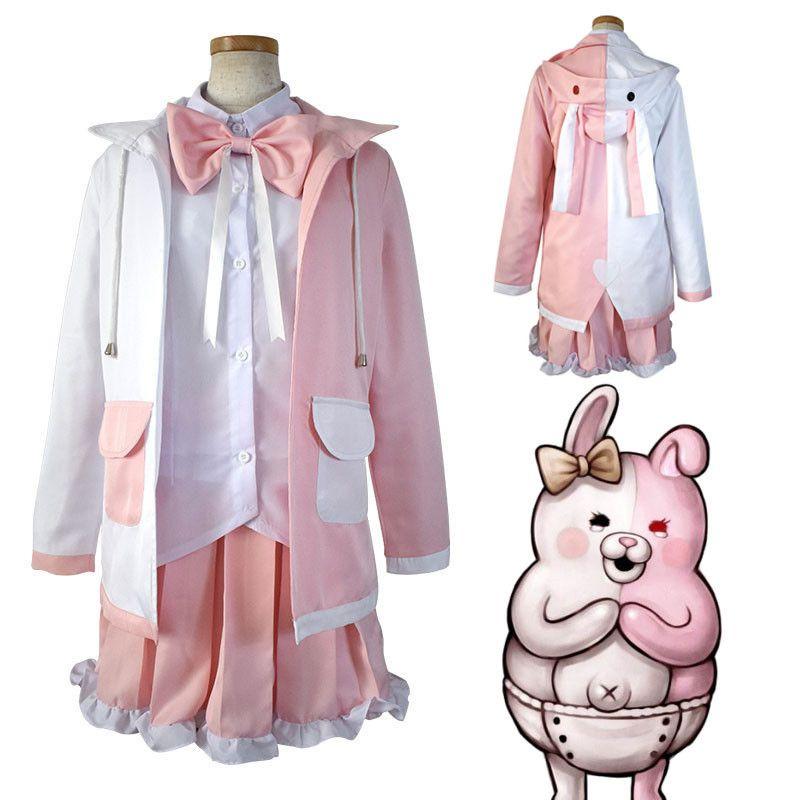 Danganronpa Danganronpa 2 Monomi Pink White Rabbit Cosplay Costume Outfits Wig