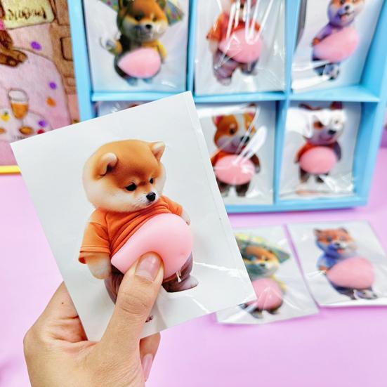 Yousheng 30Pcs 3D Elastic Belly Dog Sticker Anxiety Stress Relief Cartoon Dog Decal with Fat Tummy Pinch Belly Puppy Toy DIY Self-adhesive Animal