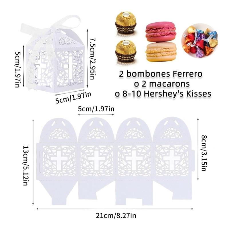 White Crosses Embellished Party Favors Boxes White Paper Treat Boxes with Hollow Crosses for Wedding and Christmas Gifts