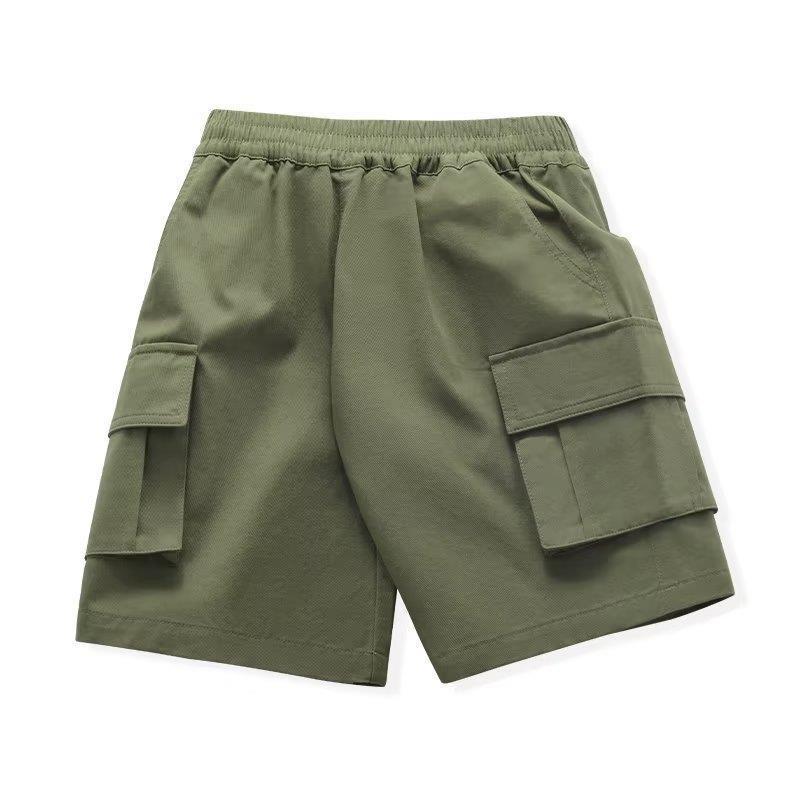 Summer Teenage Boys Shorts Pants Casual Solid Color Loose Knee-Length Cargo Pants for Kids 3-14 Years Children Trousers