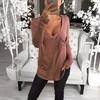 QICED Women's Fashion Casual Solid Color Print Long Sleeve V-Neck Blouses & Shirts