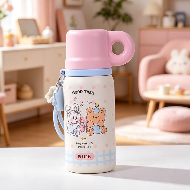 Water bottle soft cute party with lid three drinks thermos cup with star pendant portable accompanying female cute cartoon water cup