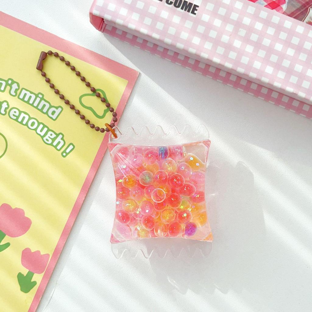 Cute Glittery Acrylic Milk Bean Keychain Pendant