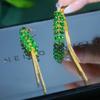 Luxury Green Wheat Tassel Earrings 2024 - Unique Design