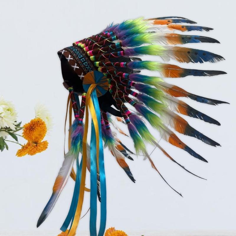 Unique Indian Style Feather Headpiece Cultural Event Headdress for Fashionable Individuals and Event Participants