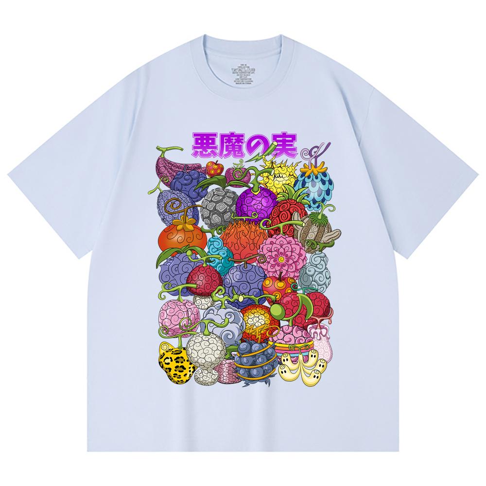 230 Gsm 100% Cotton One Piece V52 Devil Fruits Print Unisex Heavy Cotton T Shirt