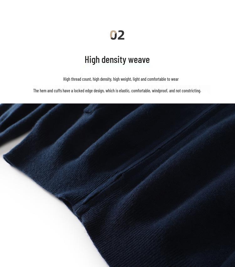 Men's 100% Pure Wool Knit Polo Collar Cardigan – Thickened, Fashionable, Zipper-Front Sweater for Business & Casual Wear.