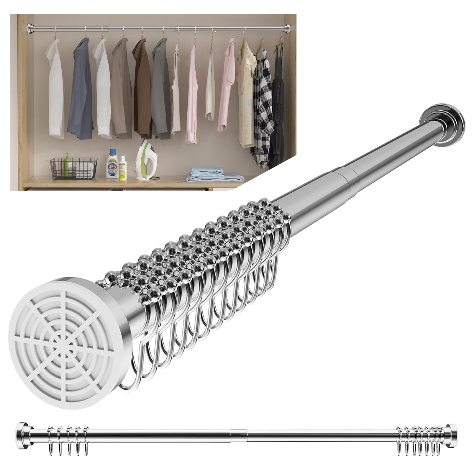 

Нержавеющая сталь Натяжной Сверхнагрузка Регулируемый Телескопический Доступно несколько размеров Универсальный для улицы Ванная комната Окно Прачечная Футон Душ Гардероб