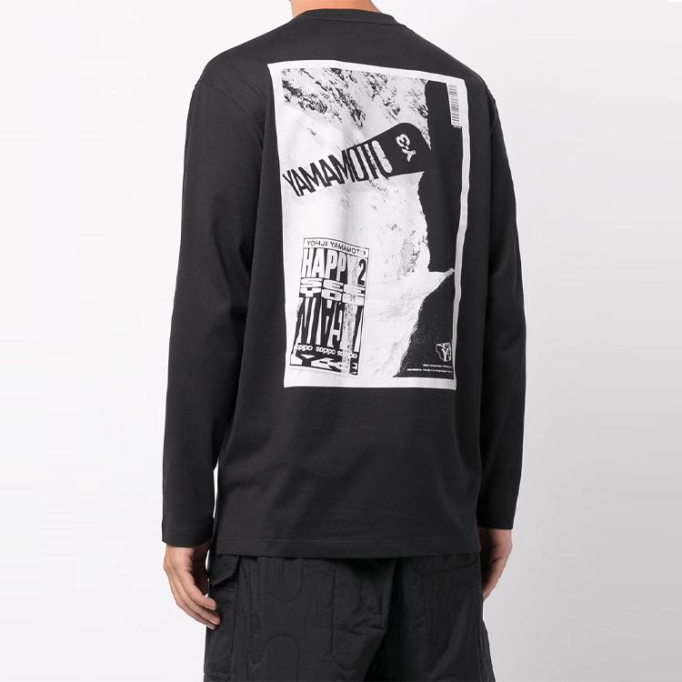 Y-3 Logo Digital Solid Long Sleeve T-Shirt Men Tops Black HF7071