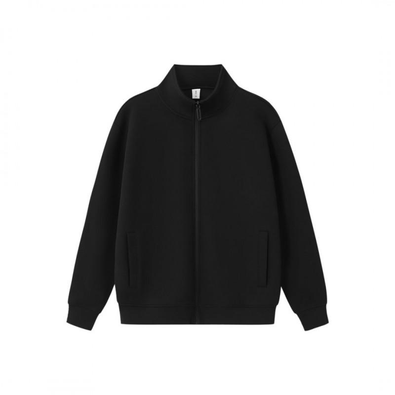 Unisex Zip-Up Stand Collar Cardigan Sweatshirt 400G Heavyweight Loose Casual Top
