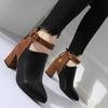 Pointed Toe Heeled Ankle Boots for Women Spring Autumn Color Blocking Woman Short Shoes On Promotion Large Size Warm Pu Booties