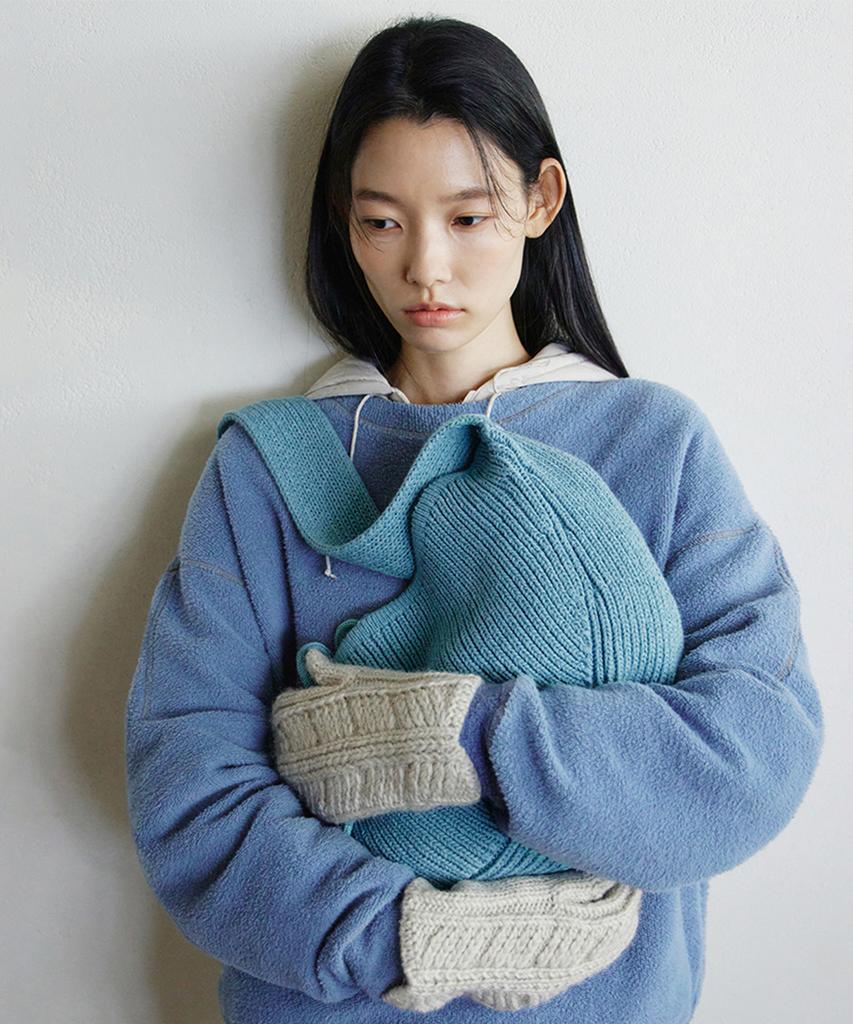 Monochrome Picker Knit Bag (Smoke Blue)