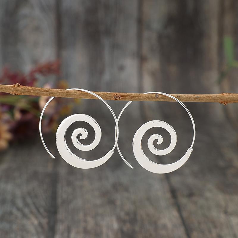 

Vintage Minimal Design Copper Color Metal Geometry Circled Spiral Dangle Earrings for Women Party Ethnic Zircon