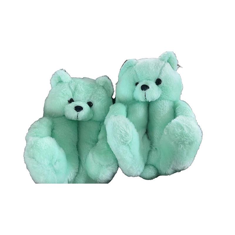 Winter Plush Teddy Bear Slippers - Cute Indoor Cartoon Design Standard Packaging