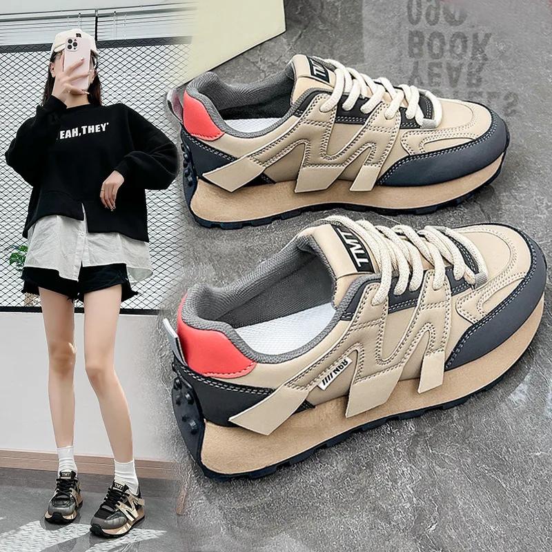 Fashion Women's Luxury Breathable Lace Up Sport Shoes 2025 Spring Autumn New Designer Platform Walking Shoes Sneakers Zapatos De Mujer