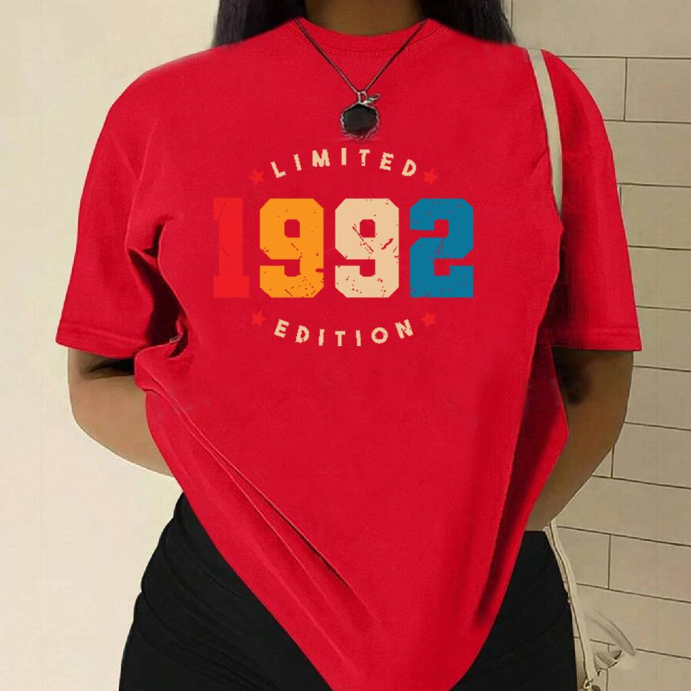 Cotton T-Shirt Short Sleeve Round Neck Women 2d Print Tops