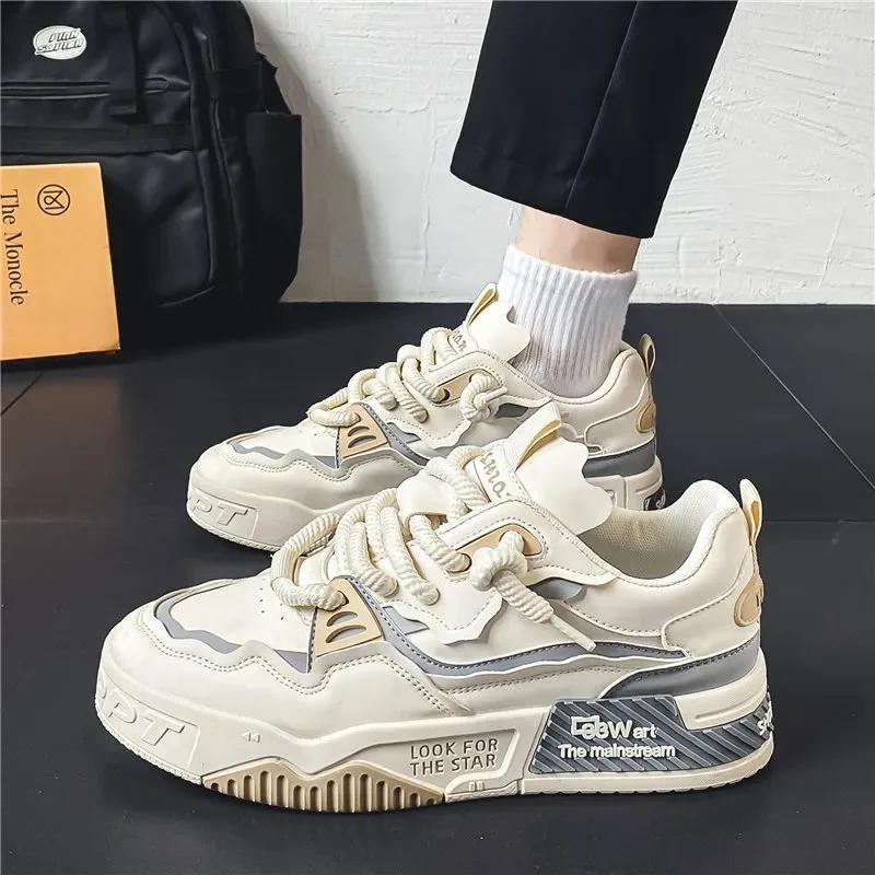 High Quality Brand Men Leather Casual Shoes Designer New Trend Versatile Sneakers Fashion Comfortable Soft-sole Walking Footwear