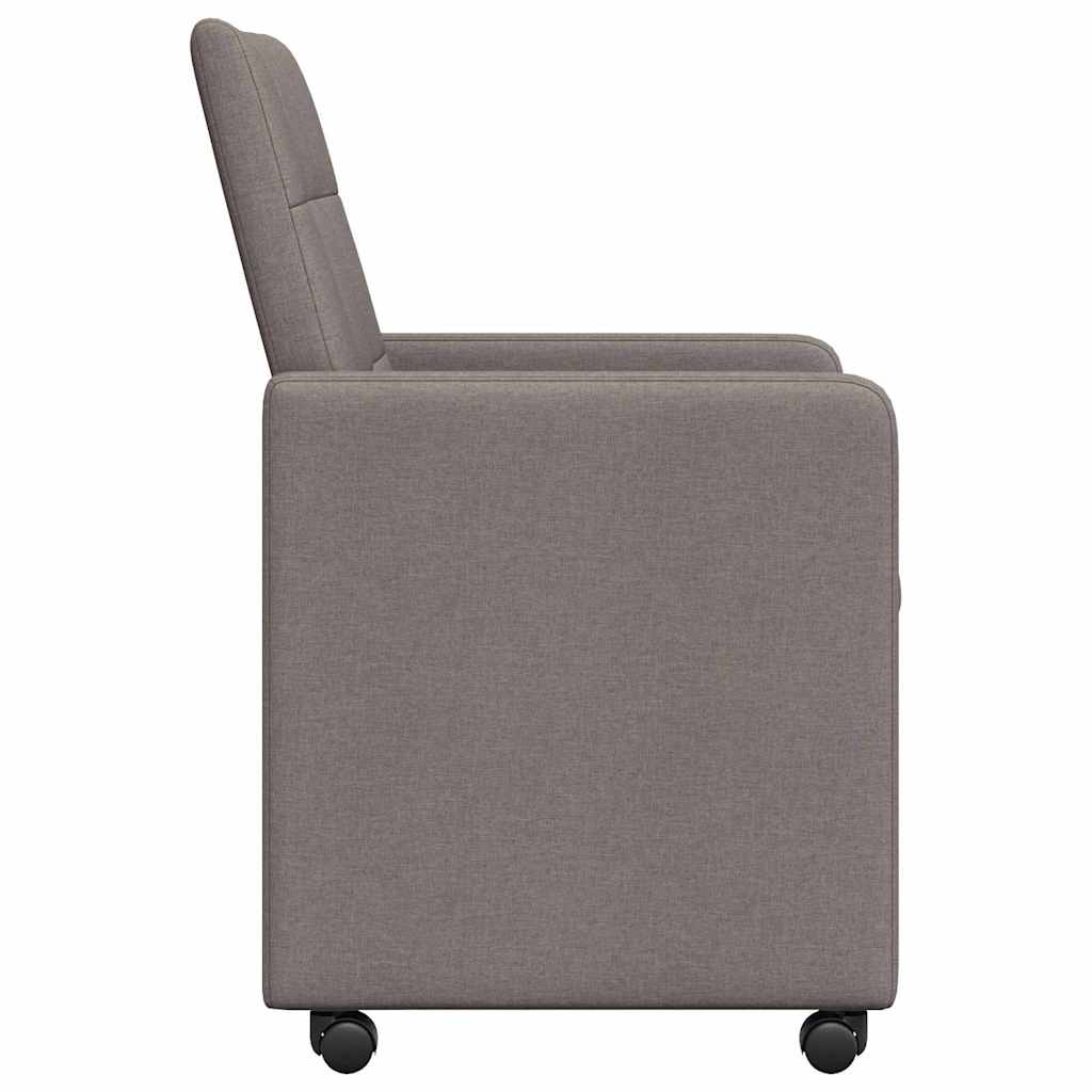 Dining Chairs with Casters 2 pcs Taupe 58 x 65 x 94 cm Fabric