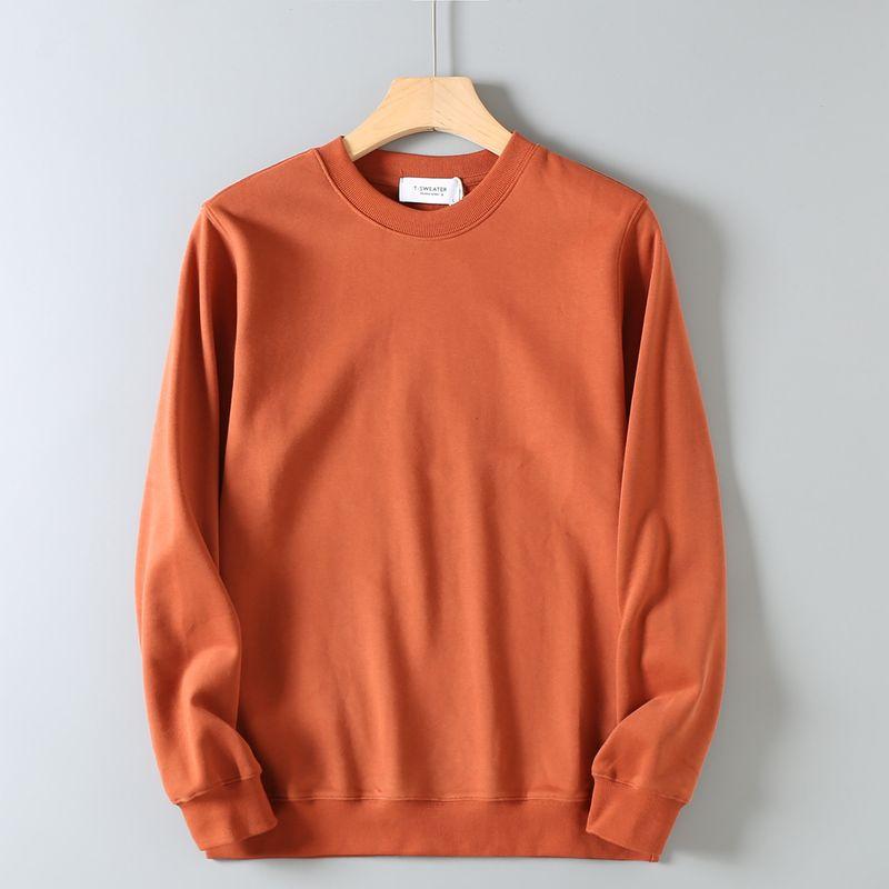 Foreign Trade Export Surplus Autumn and Winter Fleece Solid Color Basic Pullover Sweatshirt for Men, Casual Versatile Round Neck Long Sleeve Jacket