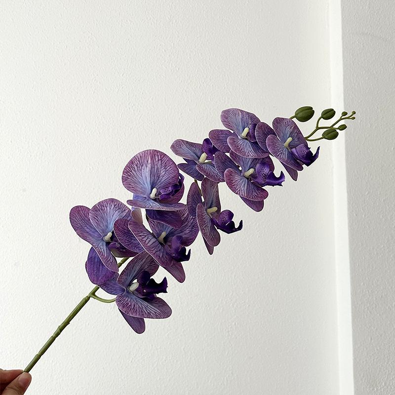 9 Head Latex Butterfly Orchid Artificial Flowers Hand Feeling Fake Flowers RoomTable Decoration Wedding Arrangement