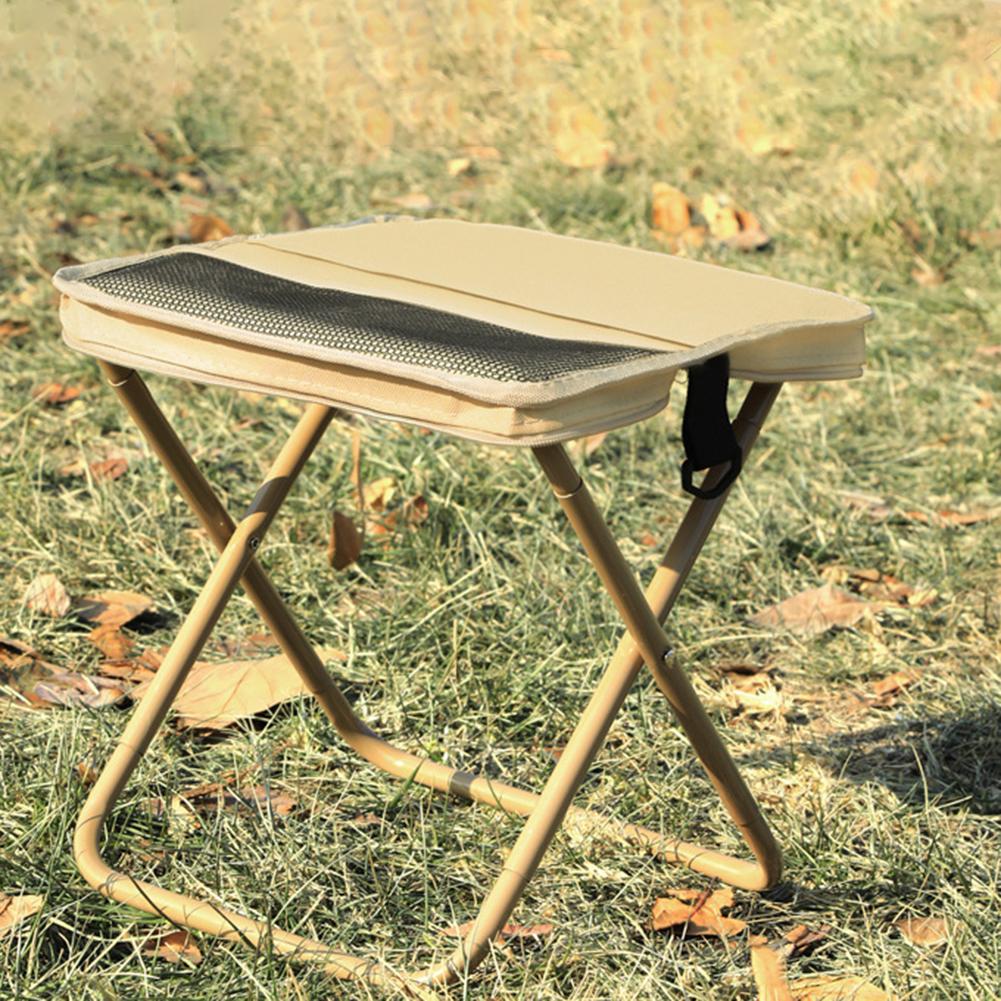 Chaise Pliante Portable Chaise Intégrée de Rangement Extérieure Tabouret Pliant avec Sac de Rangement et Sangle Réglable pour Camping Pique-nique